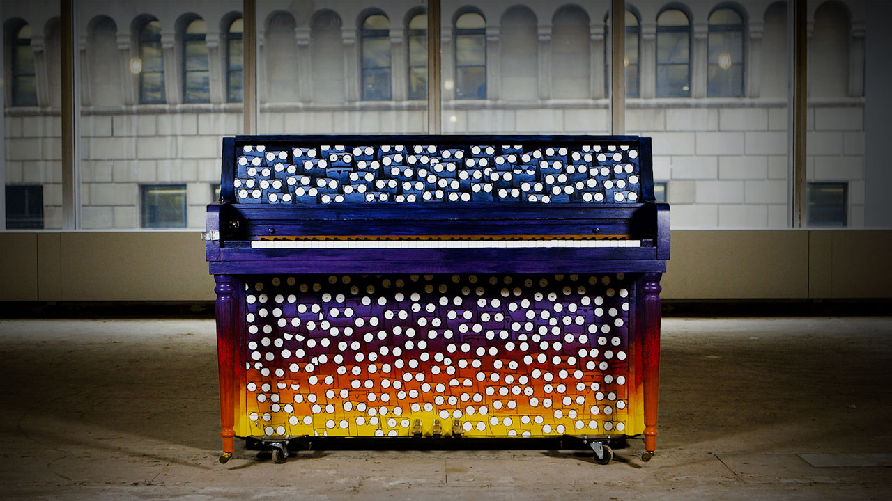 Artist-transformed piano in Chelsea
